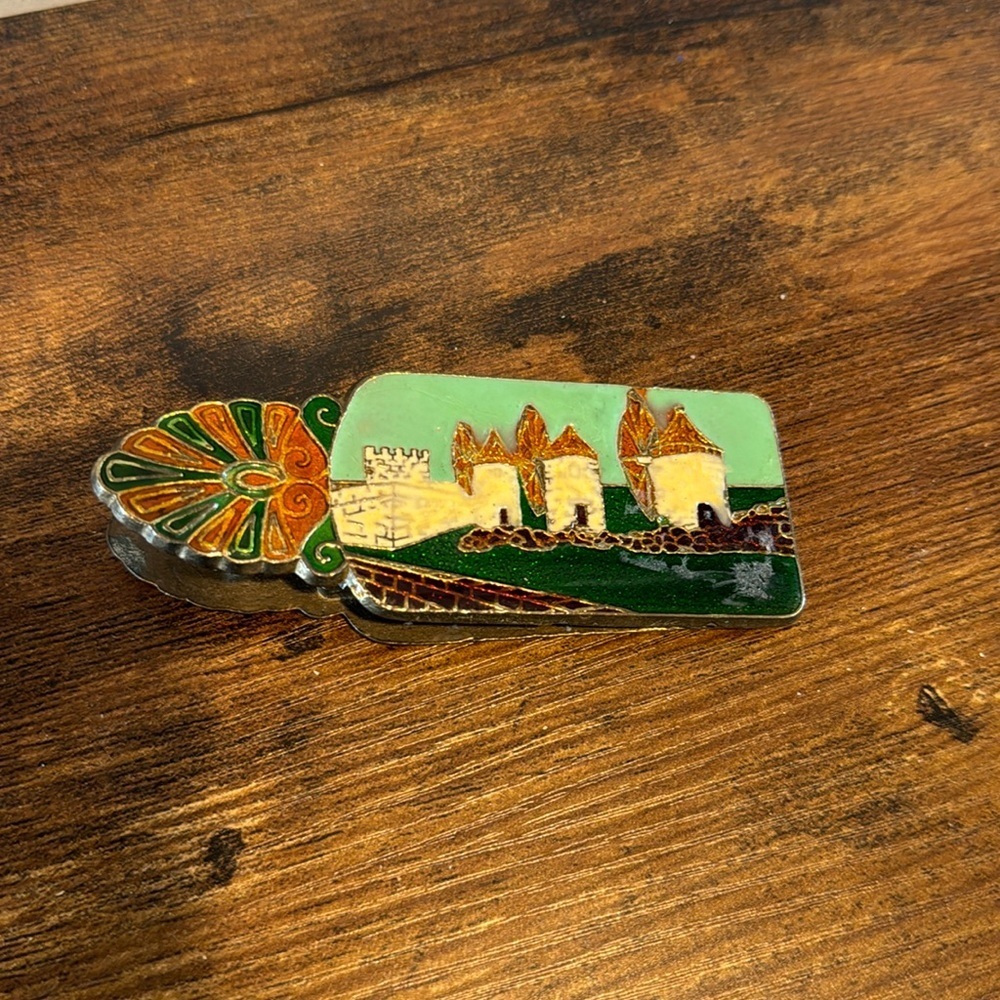 Vintage 1960’s Rare Greek Enamel Brass Clip